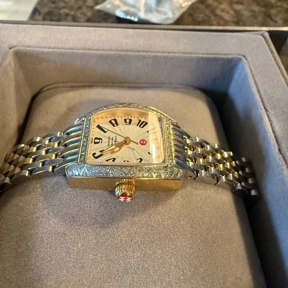 Michele Two-Tone Urban Mini Diamond Bezel Watch - Picture 2 of 4